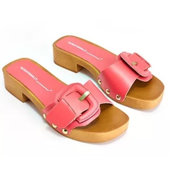 New Intentionally Blank Mar Leather Buckle Clog Sandal Watermelon EU 39 US 8.5-9 - Picture 1 of 8
